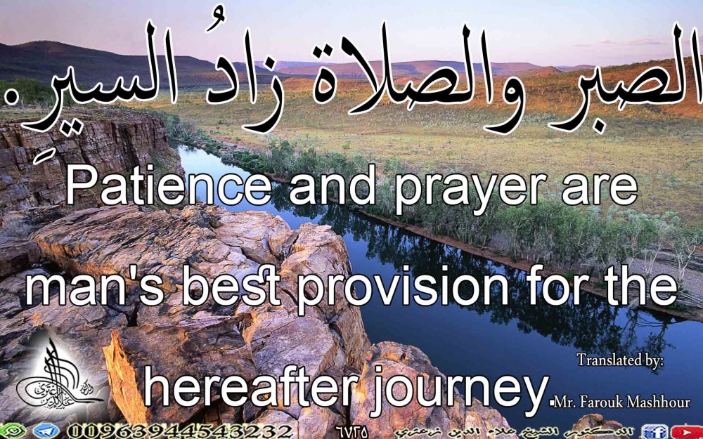 Patience and prayer are man's best provision for the hereafter journey.